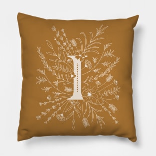 Botanical Letter I (Mustard Yellow) Pillow