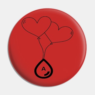 Heart with Blood Group A Pin