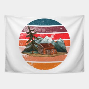 Cabin in the mountains Tapestry