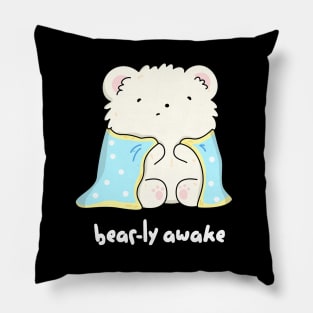 Bearly Awake Cute Bear Pun Pillow