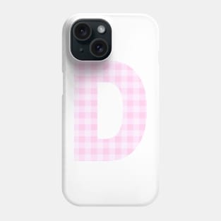 Pink Letter D in Plaid Pattern Background. Phone Case