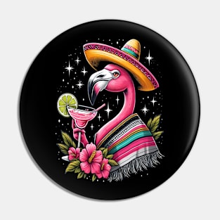 funny flamingo drinking margarita Pin