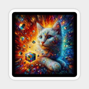 Cat and a rubix cube Magnet