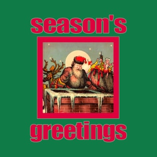 Season's Greetings Santa's Chimney T-Shirt