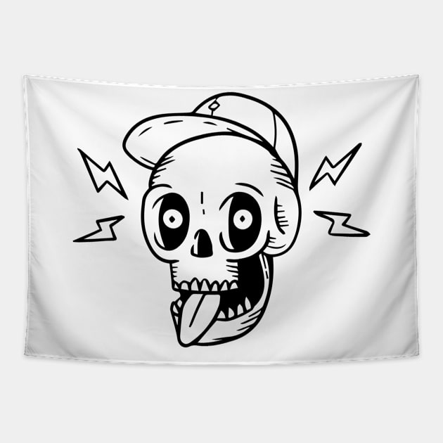 WIRED SKULL Tapestry by physicalmemes