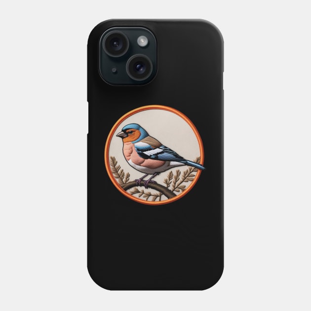 Chaffinch Embroidered Patch Phone Case by Xie