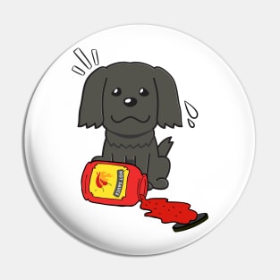 Funny Black Dog Spilled Hot Sauce Pin