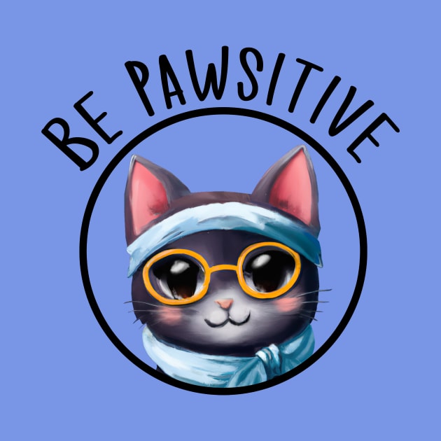 Stay Pawsitive Shirt, Be Pawsitive Shirt, Cat Positivity Shirt, Sarcastic Cat Shirt, cute paw t-shirt, Pawsitive Catitude, Funny Cat Lady Gift, Cat Mom Shirt Gift, Nerd Cat Shirt, Funny Nerdy Cat, Cute Nerd Cat Shirt, Cute Nerd Shirt, Cat Owner Gift Tee by GraviTeeGraphics