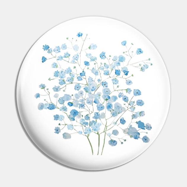 light blue Baby Breath Bouquet  gypsophila watercolor painting Pin by colorandcolor