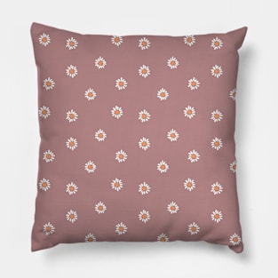 Boho Floral Pattern Delicate Daisy Wild Flowers Daisies Rose Brown Pillow