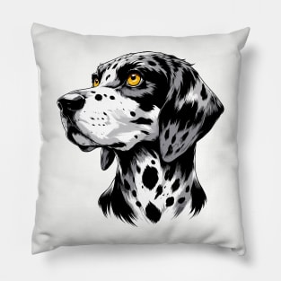 Stunning and Cool American Leopard Hound Monochrome and Gold Portrait for Father's Day Pillow