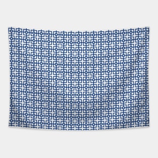 Blue Geometrical square design pattern Tapestry