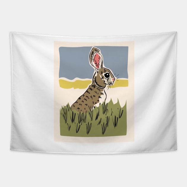 Cottontail Rabbit Tapestry by lou351007