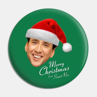 Merry Christmas from St Nic-olas Cage Pin