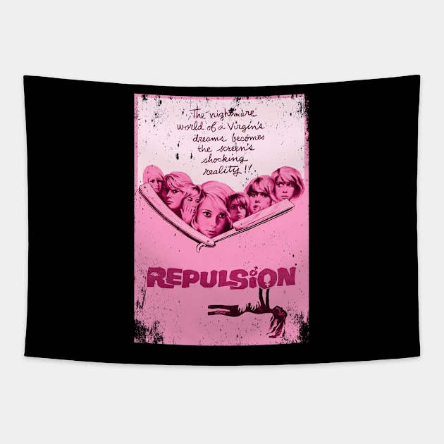 Catherine Deneuve's Haunting Descent - Repulsions Movie Tee Tapestry by Camping Addict