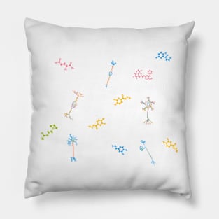 Neurons and Neurotransmitters White Pillow