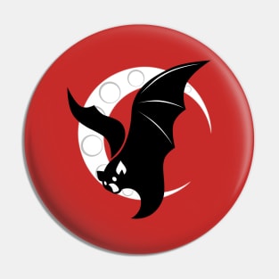 Bat Flying Crescent Moon Digital Art T-Shirt Design Pin