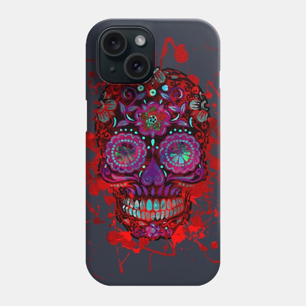 Funny Mexican Sugar Skull red grunge Phone Case by EDDArt