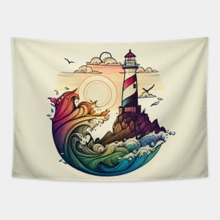 Lighthouse Colorful Art Creation V1 Tapestry