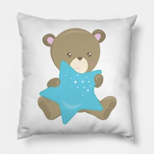 Cute Bear, Baby Bear, Little Bear, Bear With Star Pillow