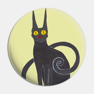 Black cat with yellow eyes Pin