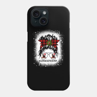 German Shepherd Mom Buffalo Plaid Messy Bun Christmas Bleached Phone Case