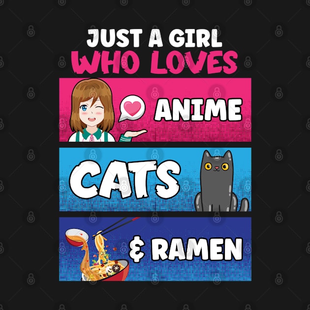 Just A Girl Who Loves Anime Cats Ramen Lover Kawaii Otaku by Blink_Imprints10