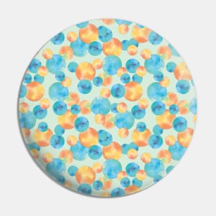 Blue and orange watercolor circles design seamless pattern Pin