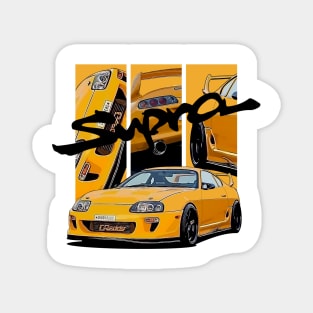 Toyota Supra MK4 Yellow JDM Car Magnet