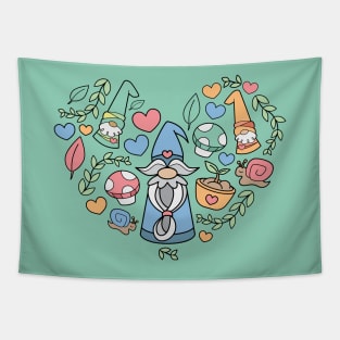 Kawaii Gnome Heart Tapestry