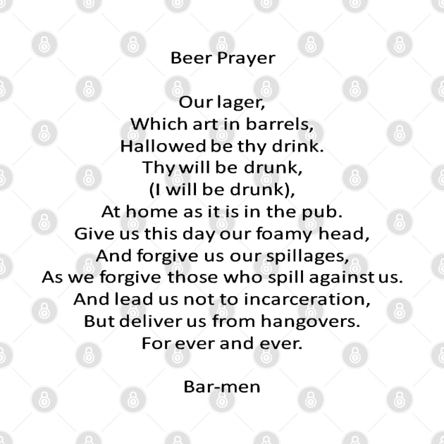 Barmen Beer Prayer Parody In Prayer of Adoration Beer Lover Gifts Funny TShirt TeePublic