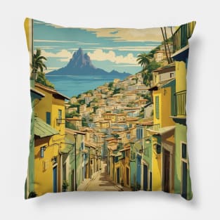 Escadaria Selaron Brazil Vintage Tourism Travel Poster Pillow