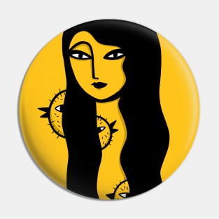 Girl with cute and funny chicks, version 2 Pin