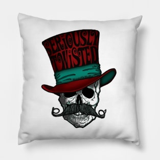 Seriously Twisted Curly Mustache Skull Pillow