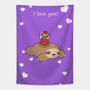 "I Love You" Gumball Machine Sloth Tapestry