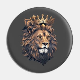 lion wearing a crown , the king of the jungle Pin