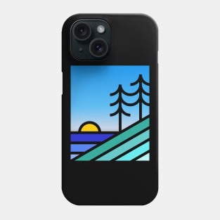 Nature inspiration: Landscape badge with sunset and trees (retro design) Phone Case