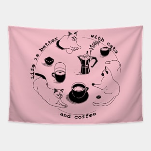 cats and coffee Tapestry