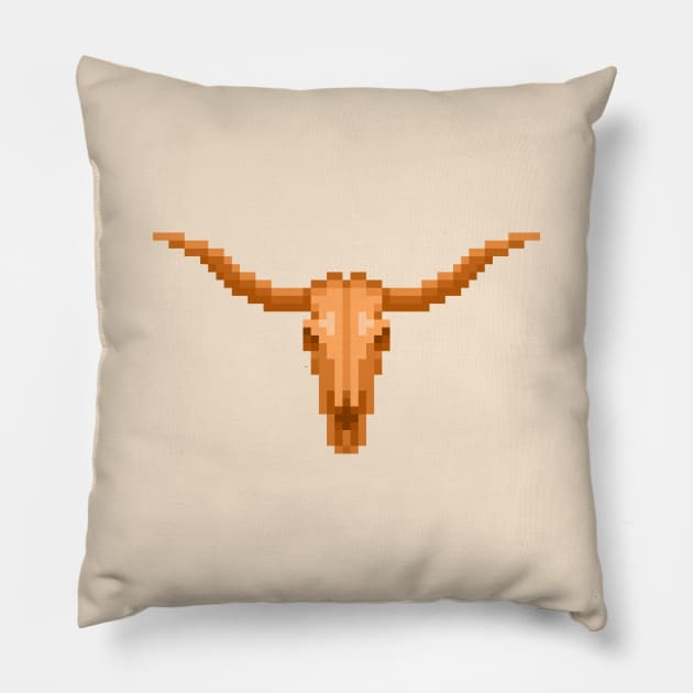 Pixel Longhorn Skull Pillow by EvilTees