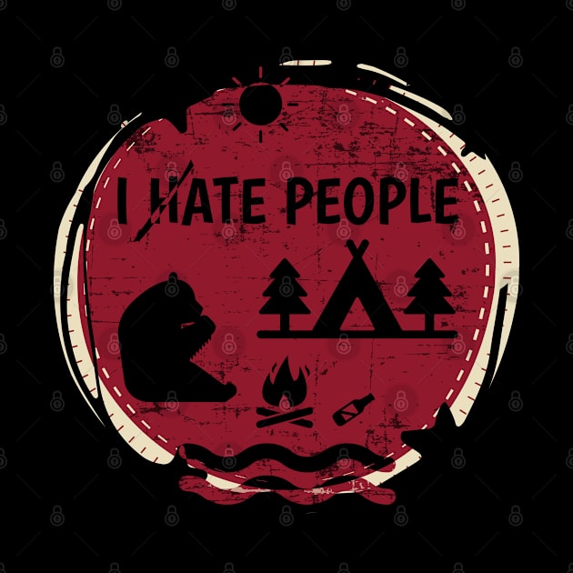 Camping Hiking I Hate People I Eat People Funny Bear T shirt by sheepmerch