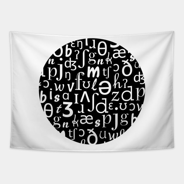 English Phonetic Sounds  Linguistics (Black) Tapestry by gillianembers