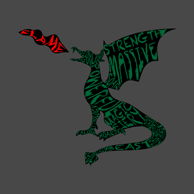 Dragon Typography - black background by shellysom91