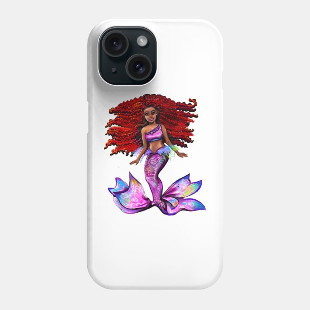 Black African American Mermaid Phone Case by Artonmytee