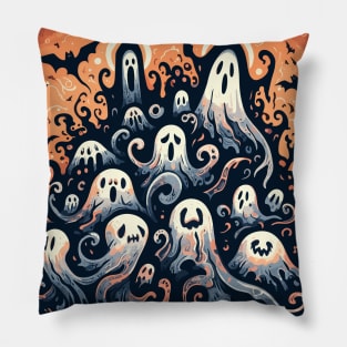 Funny Halloween Ghosts Pattern and Bats Pillow