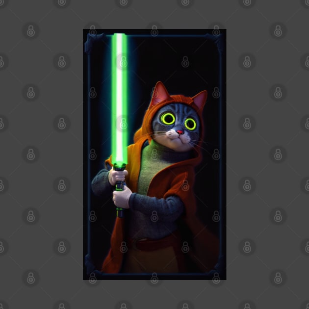 Fun Cat Print ~ AI Art ~ Fantasy Cat ~ Sci-fi Cat ~ Cats with Lightsabers by catsnlightsabres