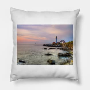 New Day at Portland Head Light Pillow