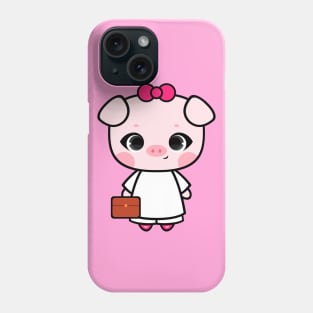 Cute Little Piggy in White Ao dai Phone Case