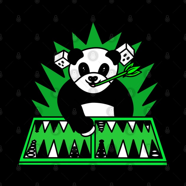 Funny panda play backgammon by Andrew Hau