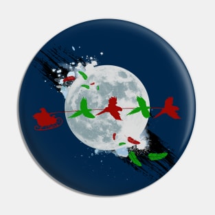 Funny Santa's Sleigh Ride with Christmas Macaw Parrots Pin