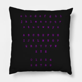 Pink Typewriter Letters and Numbers Pillow